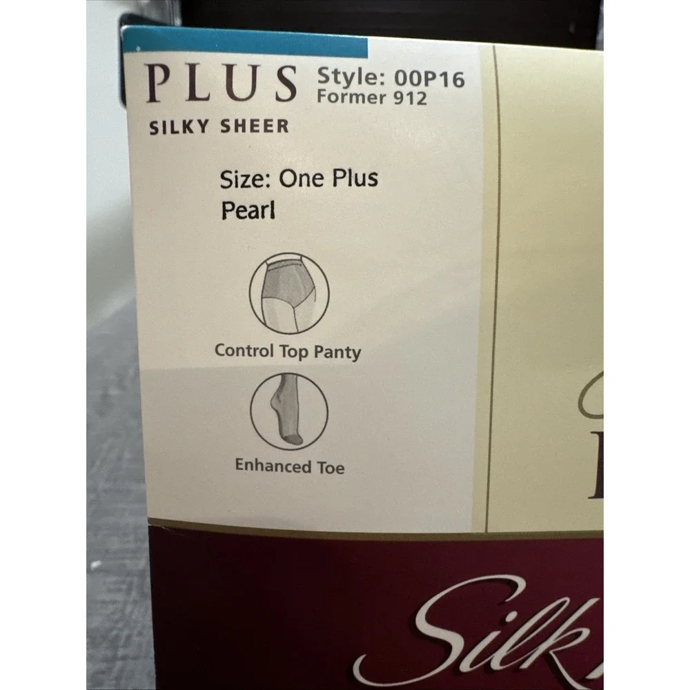 NIP Hanes Plus Silk Reflections Silky Sheer Pantyhose Size One Plus OOP16‎ Pearl